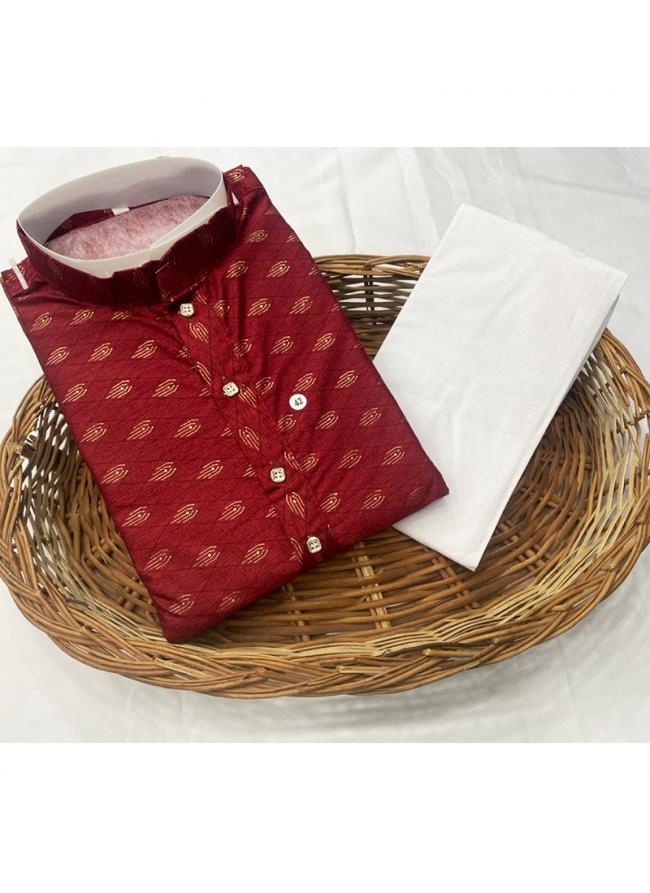 Fancy Maroon Casual Wear Printed Readymade Kurta Pajama